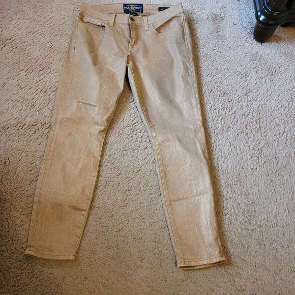 Lucky Brand Women's 8 / 29 Sofia Skinny Ankle Gold Glitter shimmer Jeans Pants - Picture 6 of 15